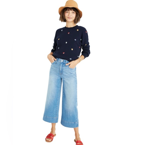 Madewell Denim - Madewell•Wide Leg Cropped Delancey Wash Denim Jeans